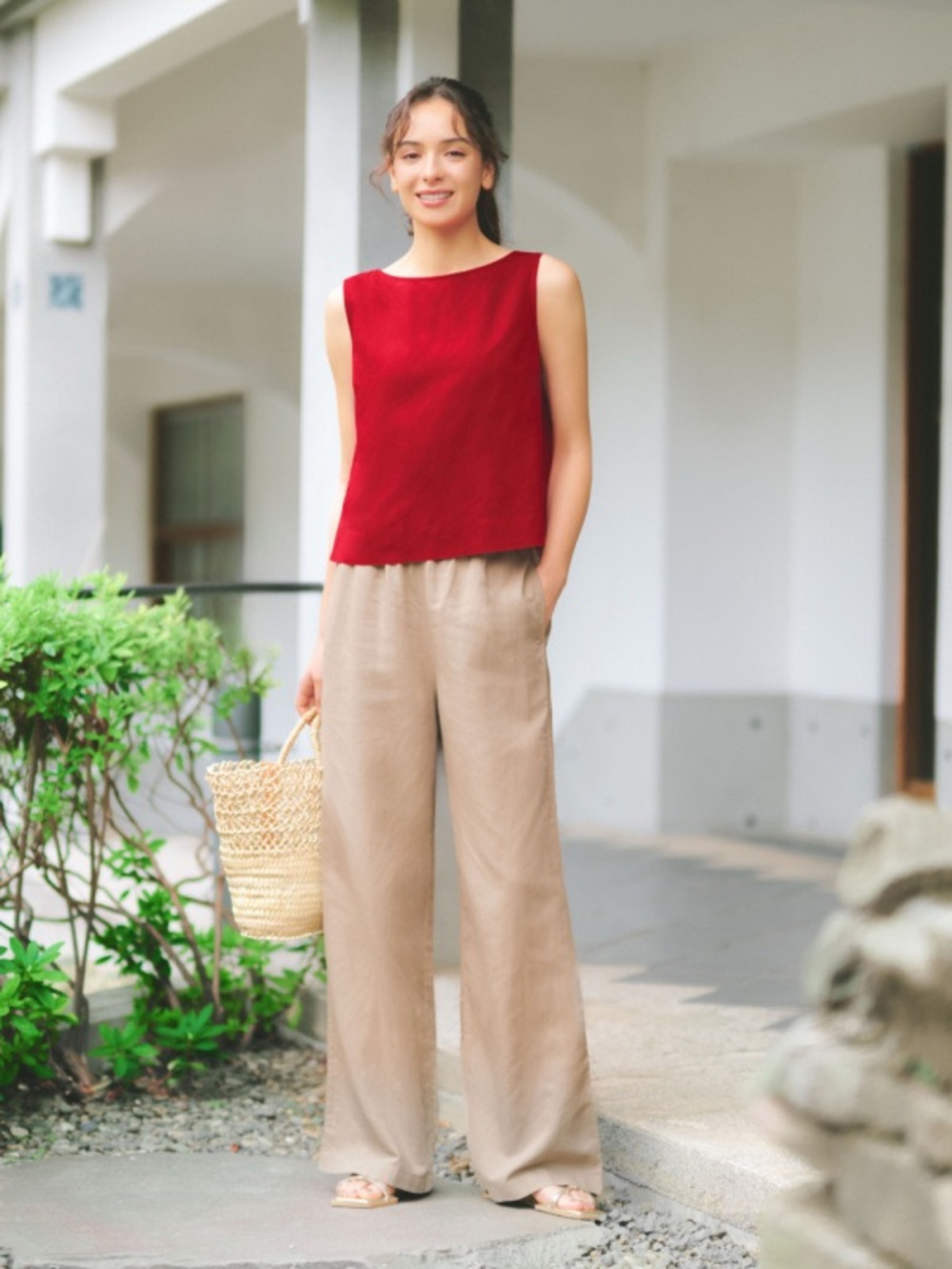 NWT UNIQLO Linen Blend Blouse